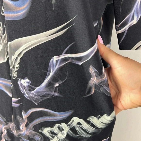 & OTHER STORIES Fumé Print Dress Elbow Length Sleeve V-Neck Black Size 4 - Picture 7 of 16